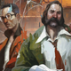 Disco Elysium's cover art, featuring two grumpy men.